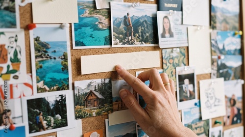 Vision Board with Travel Photos and Passport Inspiring Future Adventures