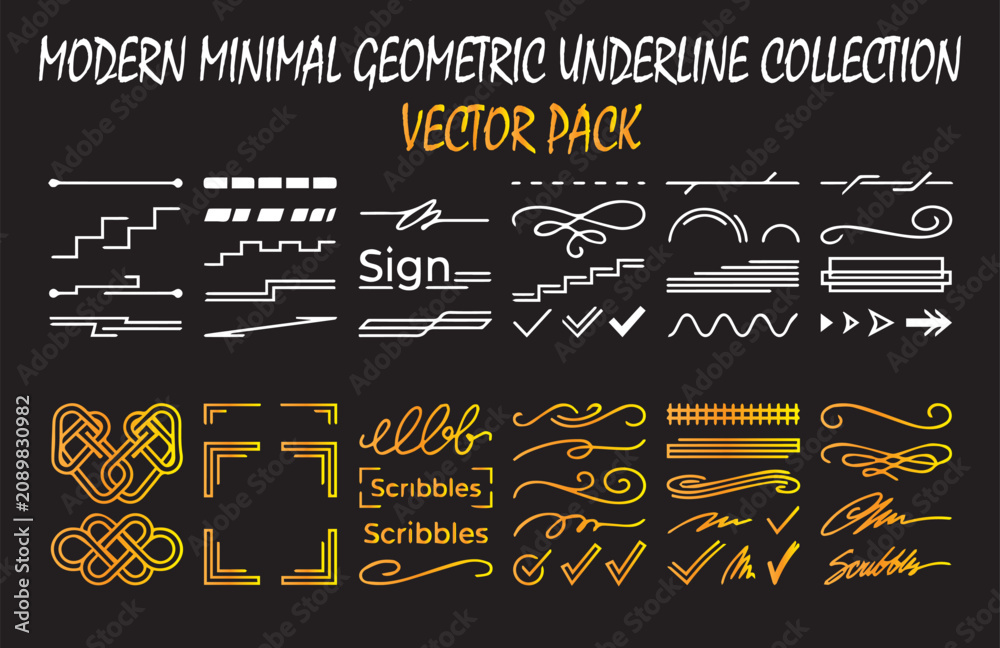 Naklejka premium Modern minimalist geometric underline and divider vector pack set