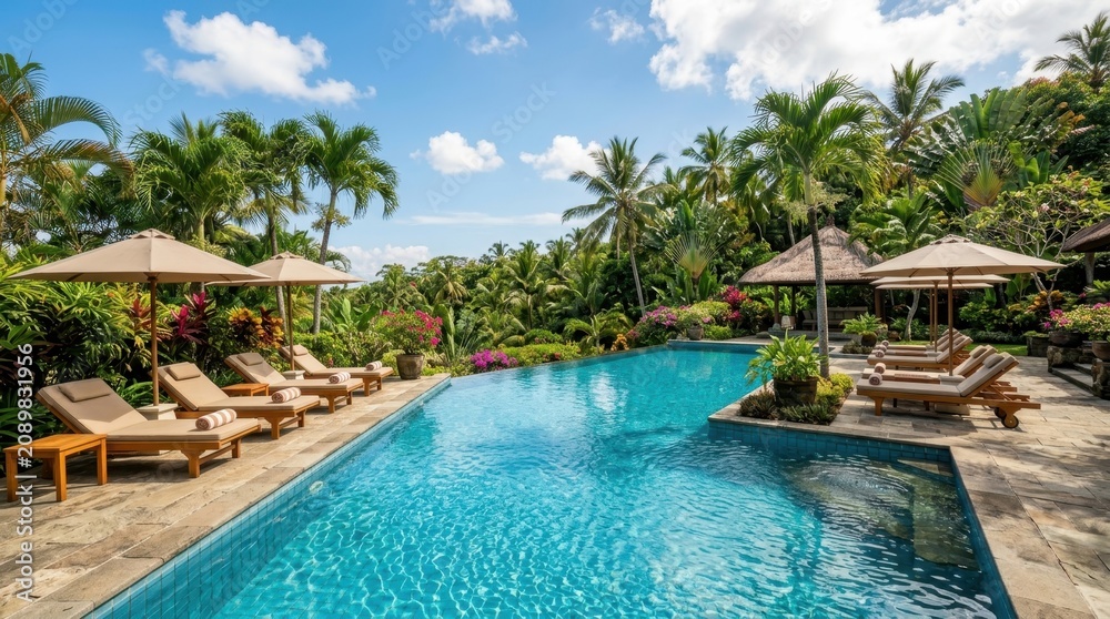 Fototapeta premium Infinity swimming pool at a luxury tropical resort