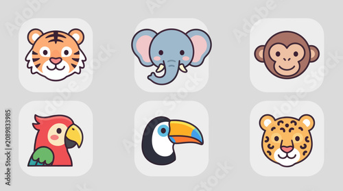 Photography Cute cartoon animal faces collection
