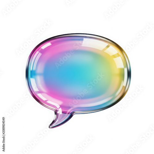 Iridescent glossy speech bubble icon