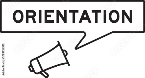 Obraz na plátně Megaphone icon with speech bubble in word orientation on white background