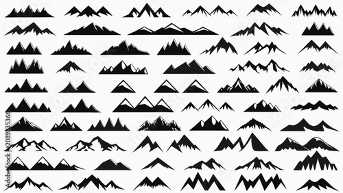 Konstfotografi Collection Of Black Mountain Silhouettes Varying Peak Designs And Shapes Against
