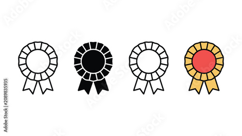 Cuadro en lienzo Four different colored rosette award icons on white background