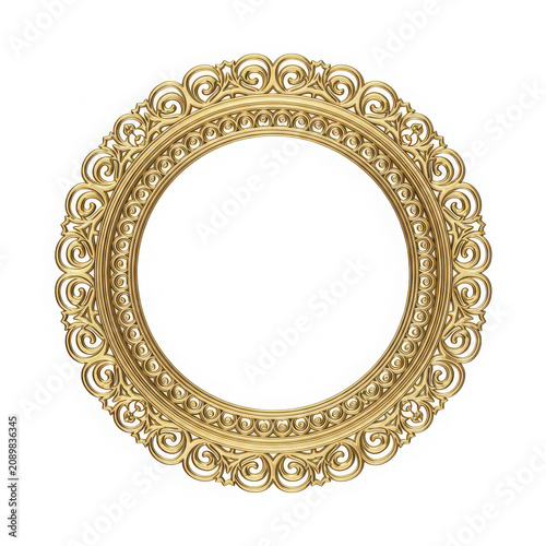 Ornate circular frame with vintage bronze and green details