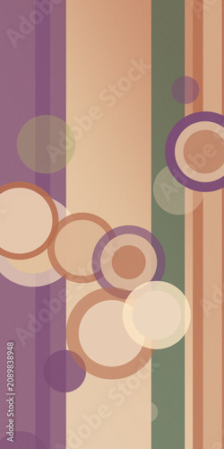 Abstract geometric design with layered pastel circles and vertical stripes, creating a soft playful mood for modern backgrounds, flyers, or branding with copy space.