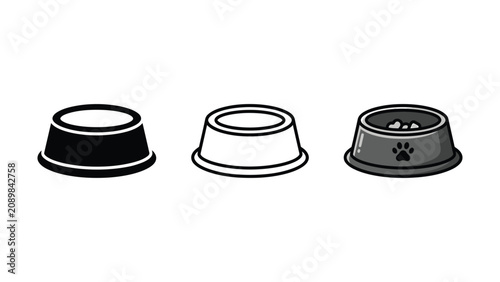 Canvastavla Three pet food bowls in different colors and designs for animals  petcare