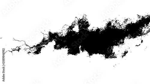 Abstract black paint brush stroke texture isolated on a white background for creative design elements or artistic graphic projects