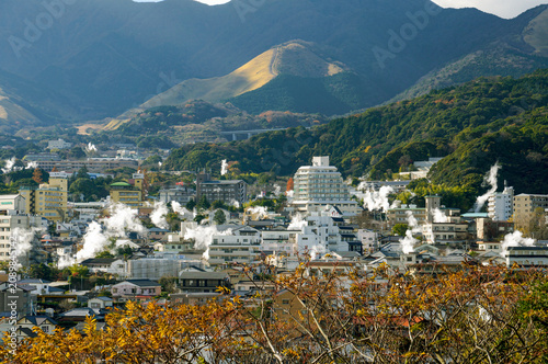 Photography Beppu Hot Spring Town with Geothermal Steam, Oita Prefecture Japan