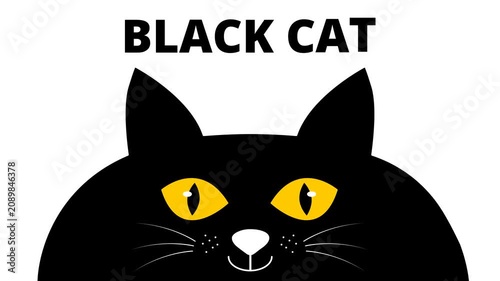 Black cat with yellow eyes peeking up motion graphic for black cat appreciation day