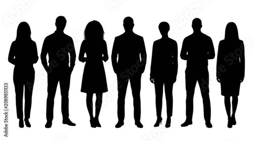 Black silhouettes of diverse business people standing