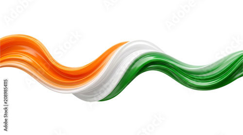 Abstract wave with indian flag colors isolated on transparent background