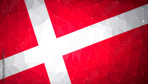 Low poly world flags illustration: danish flag design