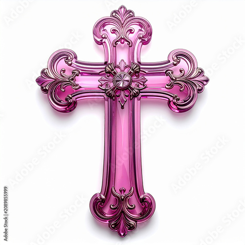 Decorative pink glass filigree cross