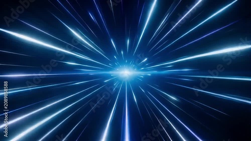 Warp speed light streaks moving through deep space creating a dynamic blue digital motion animation clip