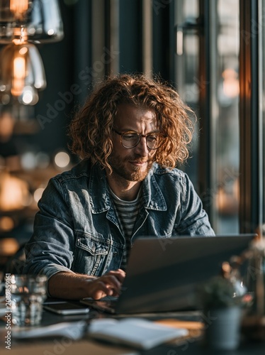Young Woman Working Remotely on Laptop at Home Office