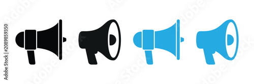 Canvastavla Megaphone Vector Icon Set, Loudspeaker Bullhorn Outline and Silhouette Collectio