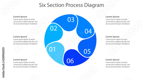 Six Section Circular Process Infographic Diagram Template