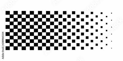 Obraz na plátně Checkered pattern dissolving into dots black and white vector illustration