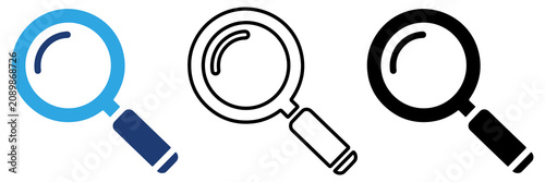 Obraz na plátne Multicolor Search Icon Set with Filled and Outline Styles for Find Inspection Lo