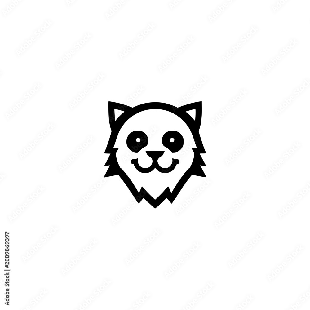 Fototapeta premium Cute Cat Face Logo Vector, Minimalist Kitty or Wildcat Head Mascot Icon