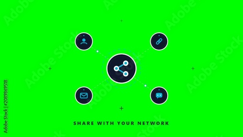 Social media share icons with network connection digital graphic