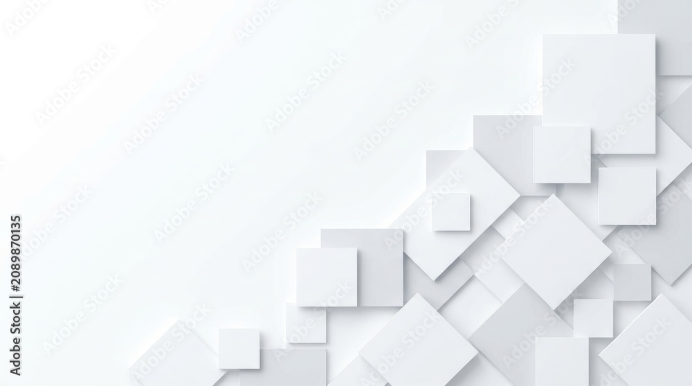 Fototapeta premium Abstract background with overlapping white square shapes