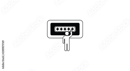 Obraz na płótnie Password protected screen icon with hand flat vector silhouette on white