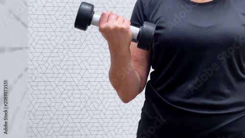 Person demonstrates how to lift dumbbells in different positions for an effective strength training workout at home