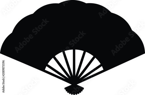 Silhouette design of a traditional hand held folding fan vector