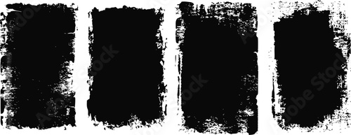 Four vertical black grunge borders with rough textured edges on a white background