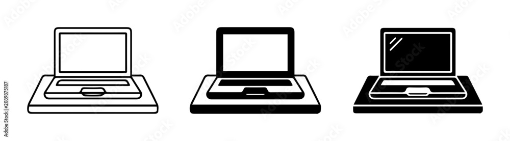 Fototapeta premium Laptop Icons Set, Portable Computer Graphics, Digital Device Illustrations, Technology Symbols