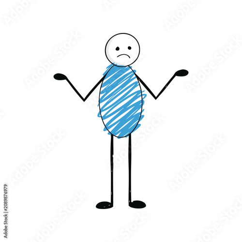 Fotografía Sad stick figure with shrugged shoulders expressing confusion or helplessness