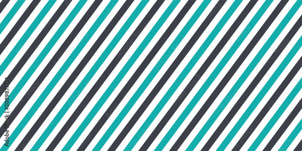 Fototapeta premium Bicolor Diagonal stripe pattern. Seamless tiffany blue and dark blue line background. Wrapping paper print with diagonal lines. Colorful package texture.