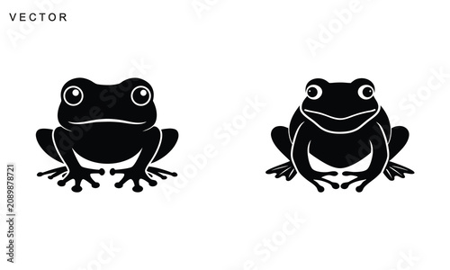 Foto Frog logo, Frog toad amphibian black silhouette logo svg vector illustration