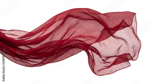 Cuadro en lienzo Flowing red silk fabric wave with soft transparency for elegant backgrounds fashion design creative arts smooth texture moving gracefully in air cloth material
