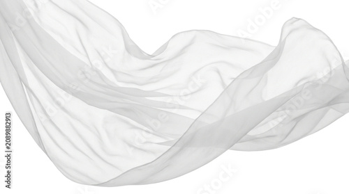 Cuadro en lienzo Pure white flowing silk fabric wave with soft transparency and elegant folds for wedding backgrounds fashion design clean textile textures and creative visuals