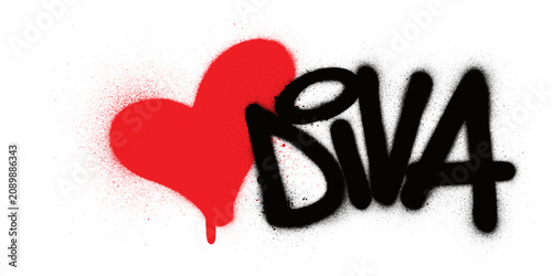 graffiti diva word sprayed in black over white