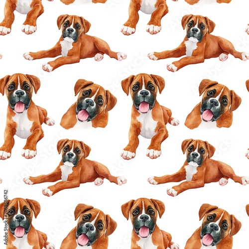 Cute Boxer Dogs Pattern for Textiles, endless seamless texture rapport element