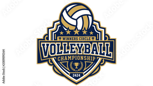 Konstfotografi Professional volleyball championship emblem with a ball and trophy icon