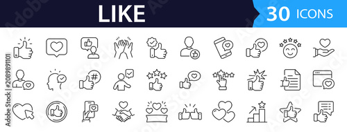 Fotografie Like Web Icon Set in Linear Style