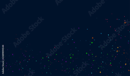Quadro su tela Abstract dark blue background with colorful sparkling stars