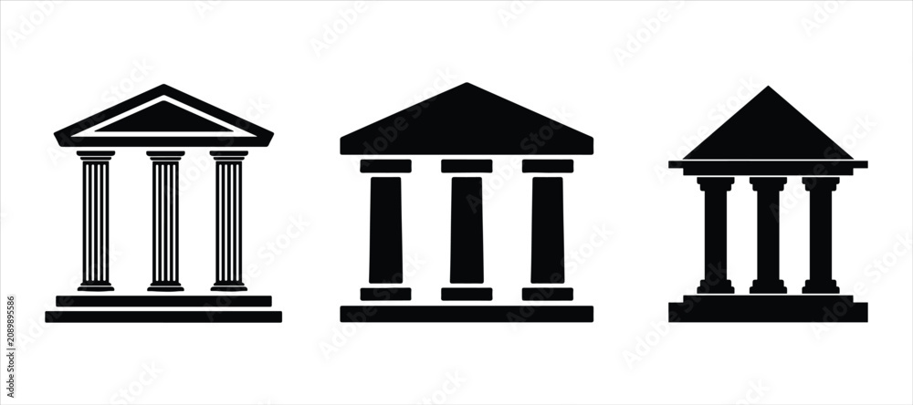 Obraz premium roman temple vector hand drawn illustration on white background, silhouette vector temple.