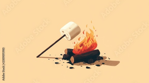 Marshmallow roasting over a campfire