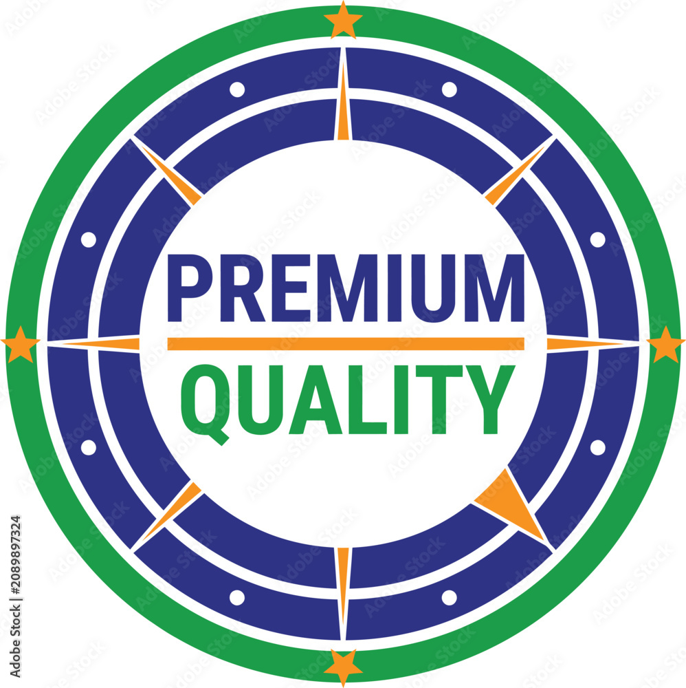 Naklejka premium Premium Quality Circular emblem with text and star details vector illustration