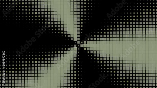 Retro halftone pattern background, vintage green pop art dots texture, geometric pixelated radial gradient animation for music videos and motion graphics