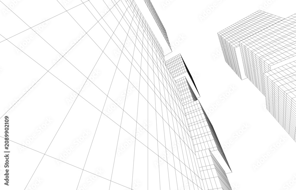 Fototapeta premium abstract buildings, architectural drawing 3d