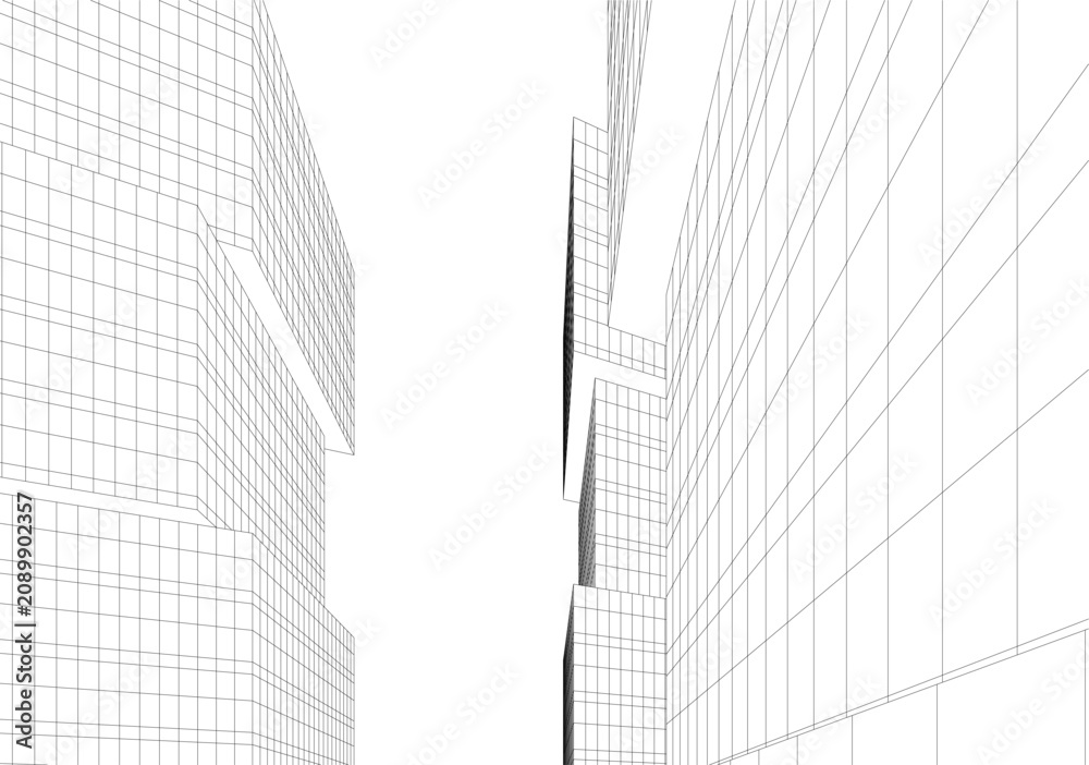 Fototapeta premium abstract buildings, architectural drawing 3d