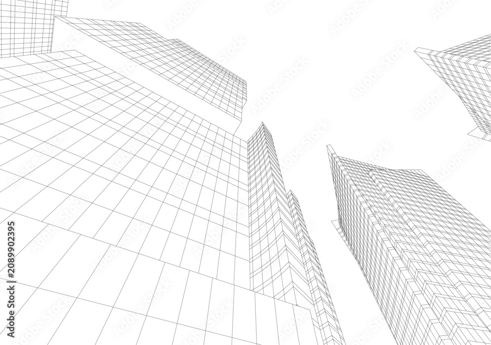 Fototapeta premium abstract buildings, architectural drawing 3d