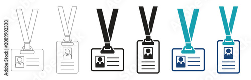 Foto ID badge solid icons set